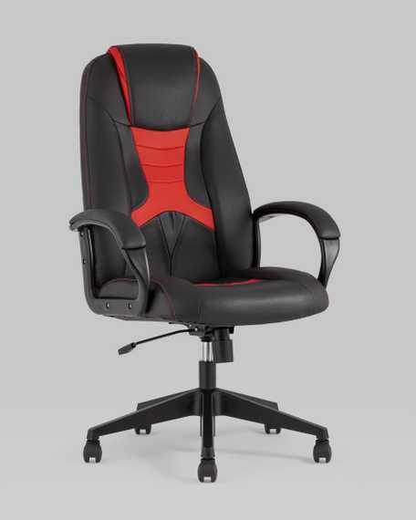 TopChairs ST-CYBER 8 RED ткань/экокожа черный/красный
