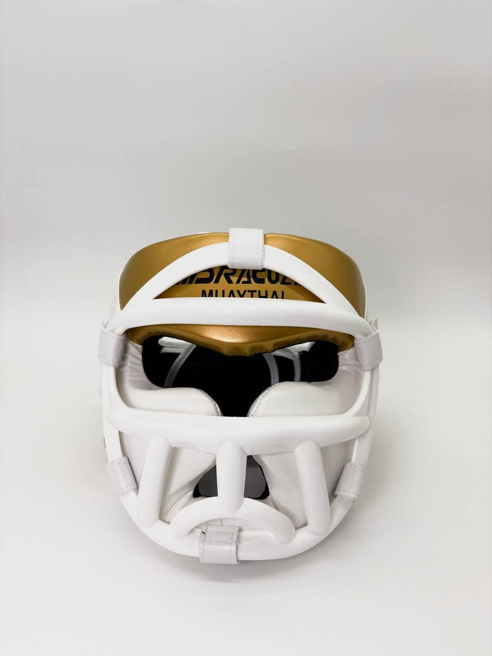 Шлем для бокса с пластиковой решеткой Dracula, бело-золотой