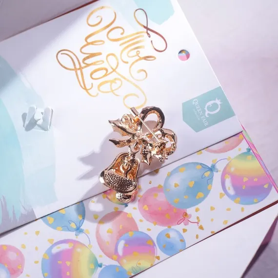 Брошь &quot;Колокольчик&quot;, цветная в золоте