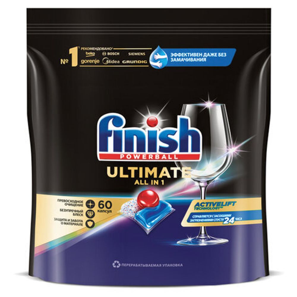 Капсулы для посудомоечных машин 60 шт., FINISH Ultimate "All in 1", 3264527