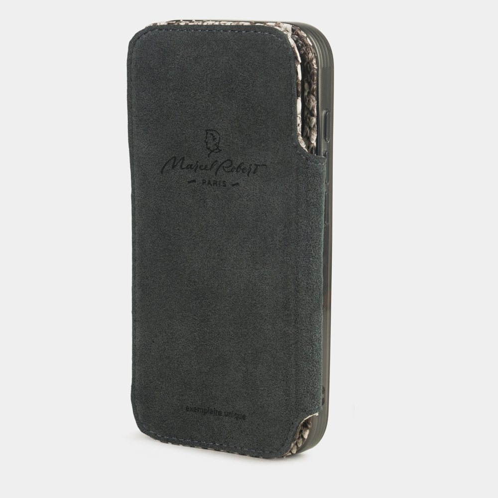 Чехол-книжка кожаная для iPhone 17 Pro Max, питон натурального цвета