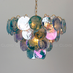 Люстра Cloyd LINZE-B C13 / Ø60 см - латунь - голубое стекло (арт.11675)