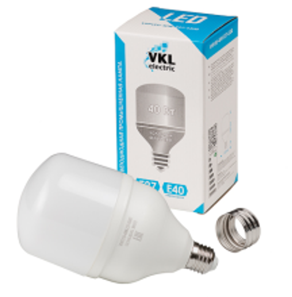 Лампа светодиодная 30W Е27 (VHPLED-30W-E27-6500), 2400Lm 220V 6500K IP20 80*136mm (переходник Е40) VKL electric