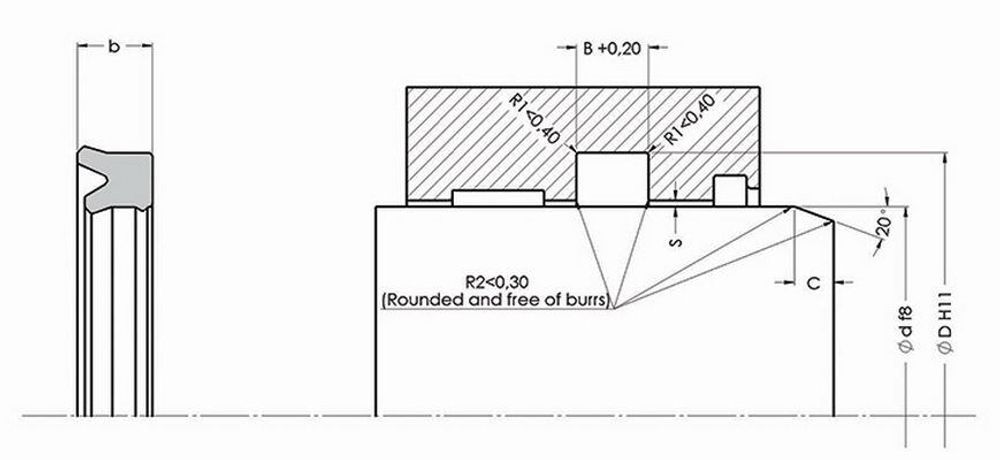 A154-240 PU U-образное штоковое уплотнение 240-260-15/16