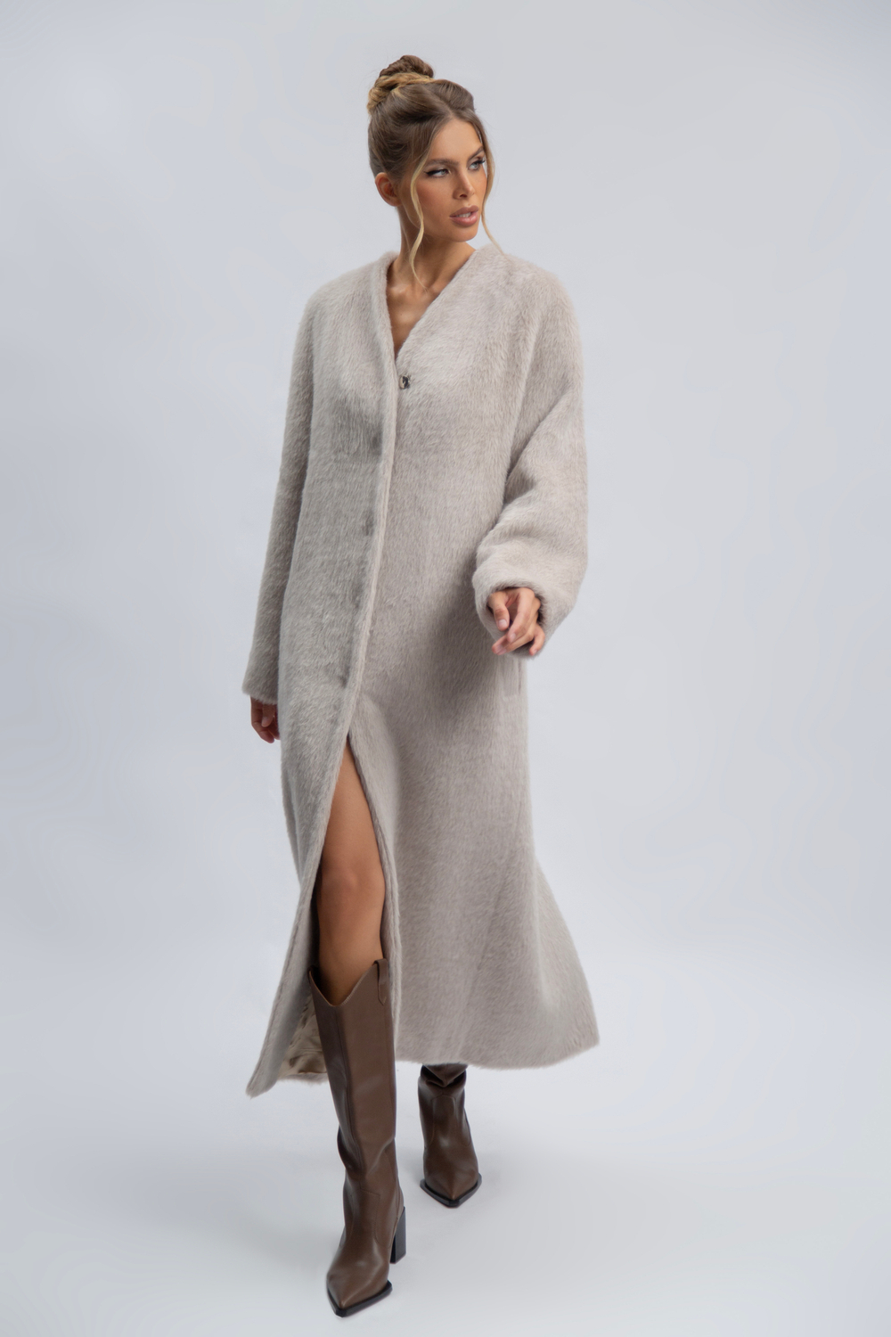 Пальто однобортное без воротника