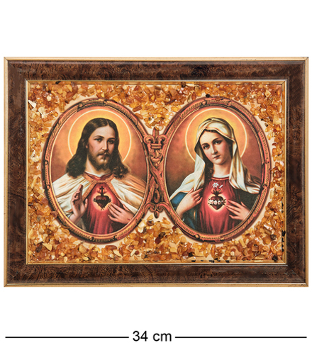 AMB-02/ 1 Икона «Иисус и Мария» (с янтарной крошкой) L-34см