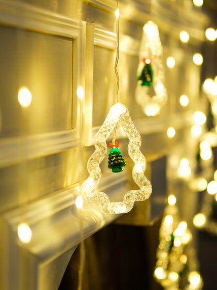 Гирлянда Бахрома "Звезды и Елки" 3*0,6м 38242