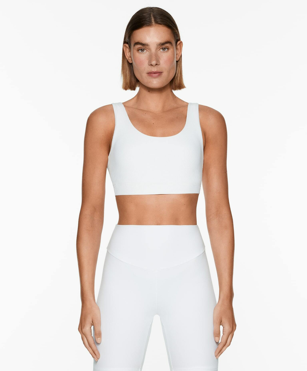 Oysho Спортивный бюстгальтер Comfortlux со средней степенью поддержки, белый