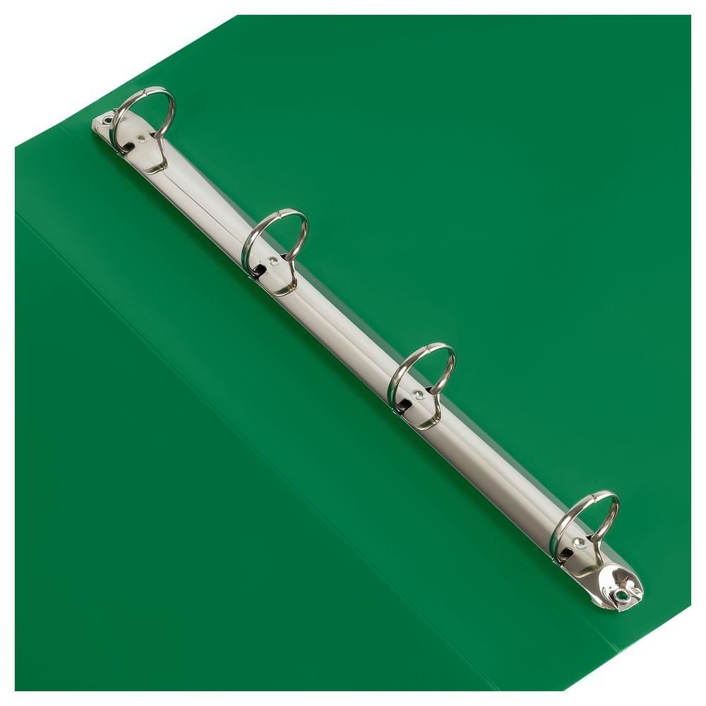 Папка на 4-х кольцах, 40мм, Стамм Стандарт, 700мкм, корешок с карманом, зеленая, внутрен. карман