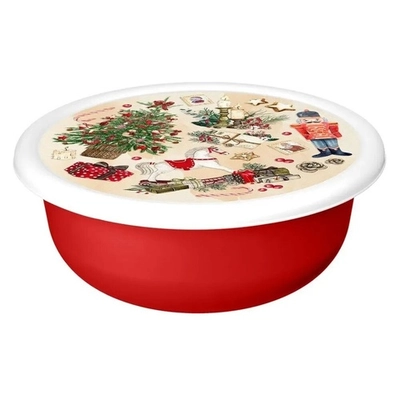 Миска Modena 3,2л с крышкой с декором Игрушки, Красный