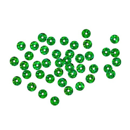 Пайетки плоские, 6 мм, упак./10 гр., 'Астра' (50104 зеленый голограмма)