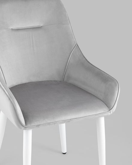 Стул Диана велюр серый ножки белые