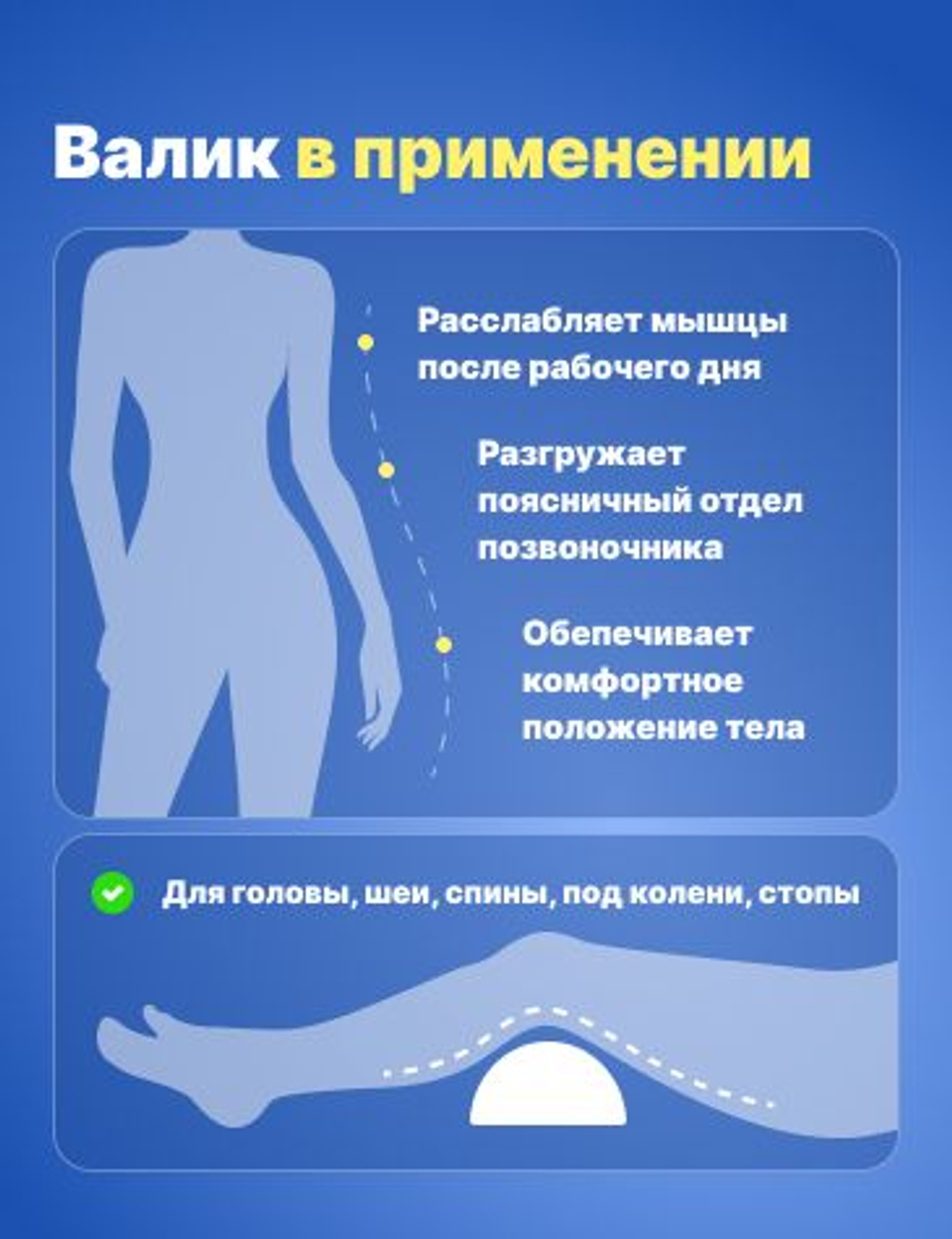 Полувалик ортопедический 25 *15*7,5 см под шею, спину, поясницу