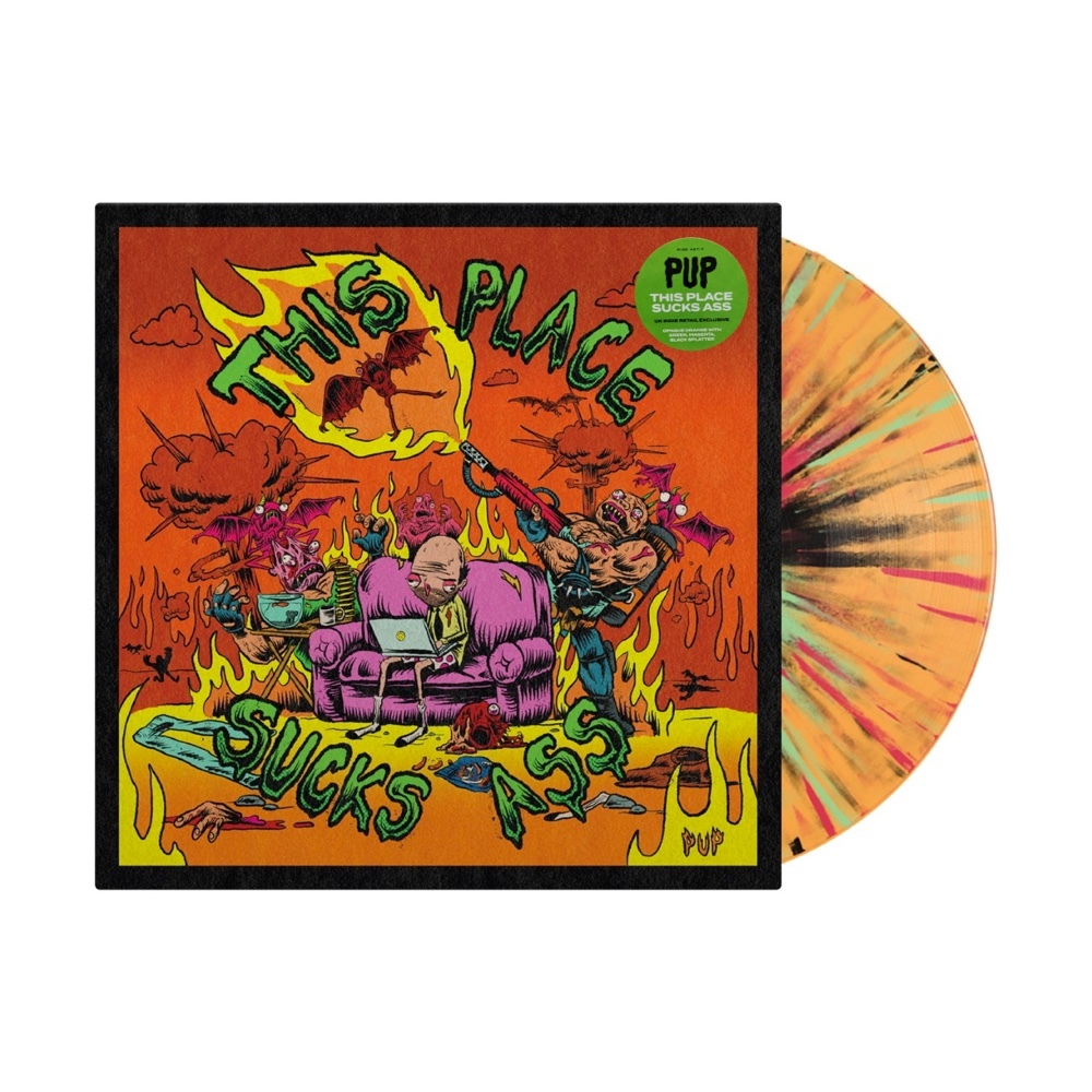 Pup This Place Sucks Ass (Orange Opaque with Green, Magenta & Black splatter)