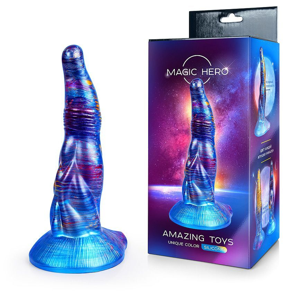 Фантазийный фаллоимитатор - 23 см. (Цвет: синий)