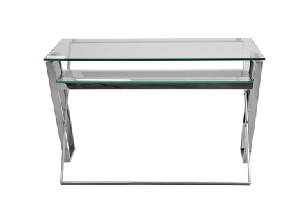 Стол письменный прозрачное стекло/хром