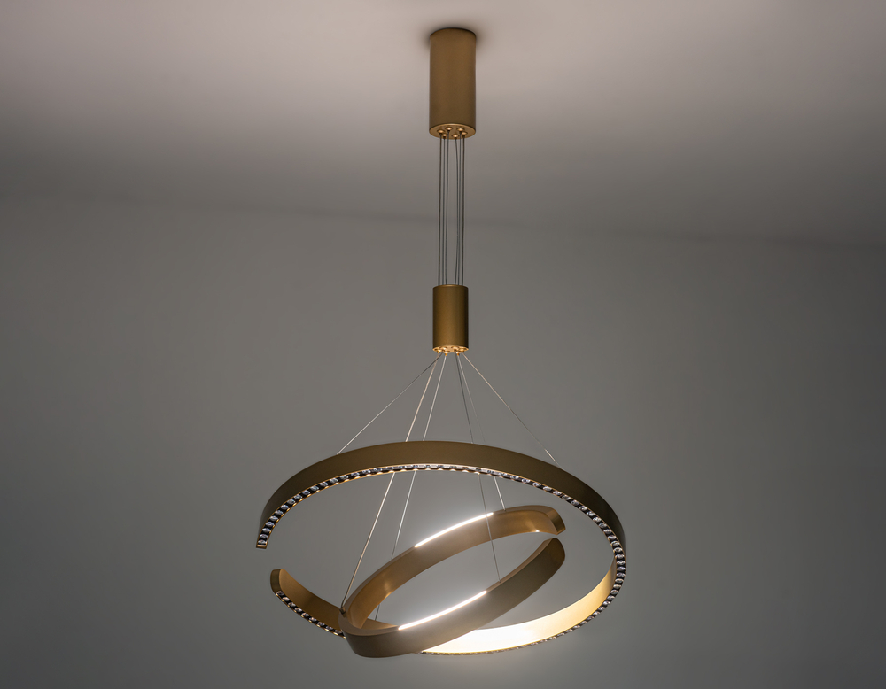 Светильник подвесной светодиодный FL5885/2 GD золото 45W 3000K/4200K/6400K D600/400*1200 (без ПДУ)