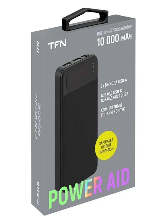 Внешний аккумулятор TFN PowerAid 10000мАч Black (TFN-PB-278-BK)