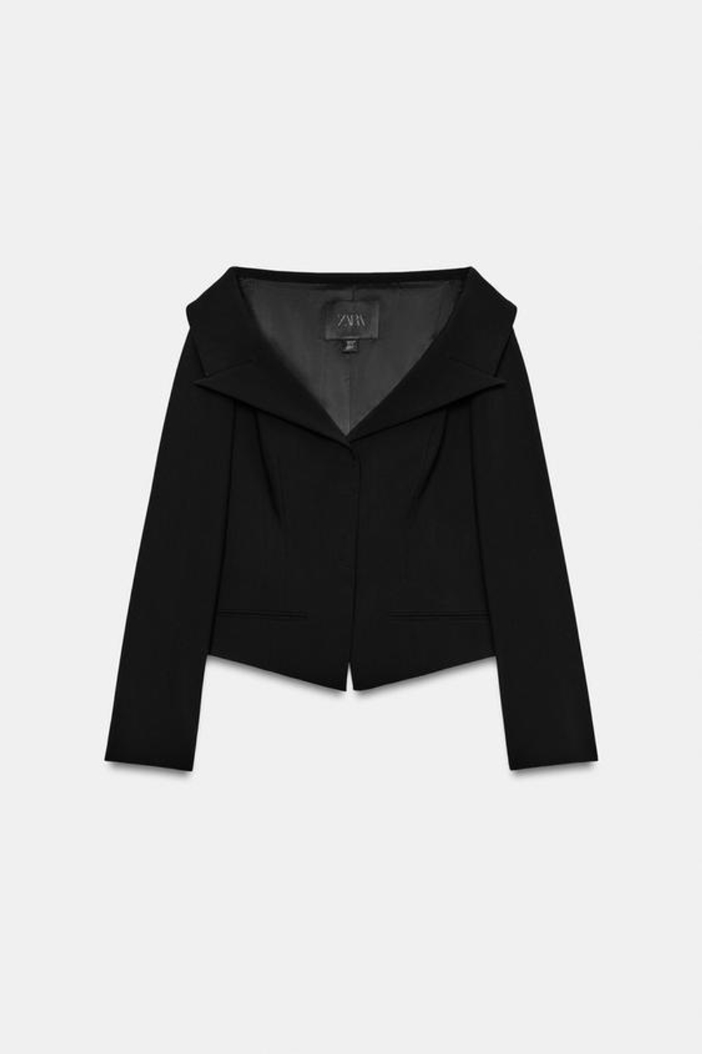 ZARA БЛЕЙЗЕР ПРИТАЛЕННОГО КРОЯ — ZW COLLECTION, ЧЕРНЫЙ
