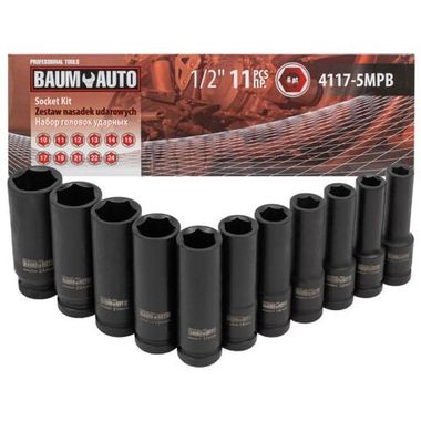 Набор головок ударных глубоких 11пр.1/2''(6-гр.) Baum Auto BM-4117-5MPB