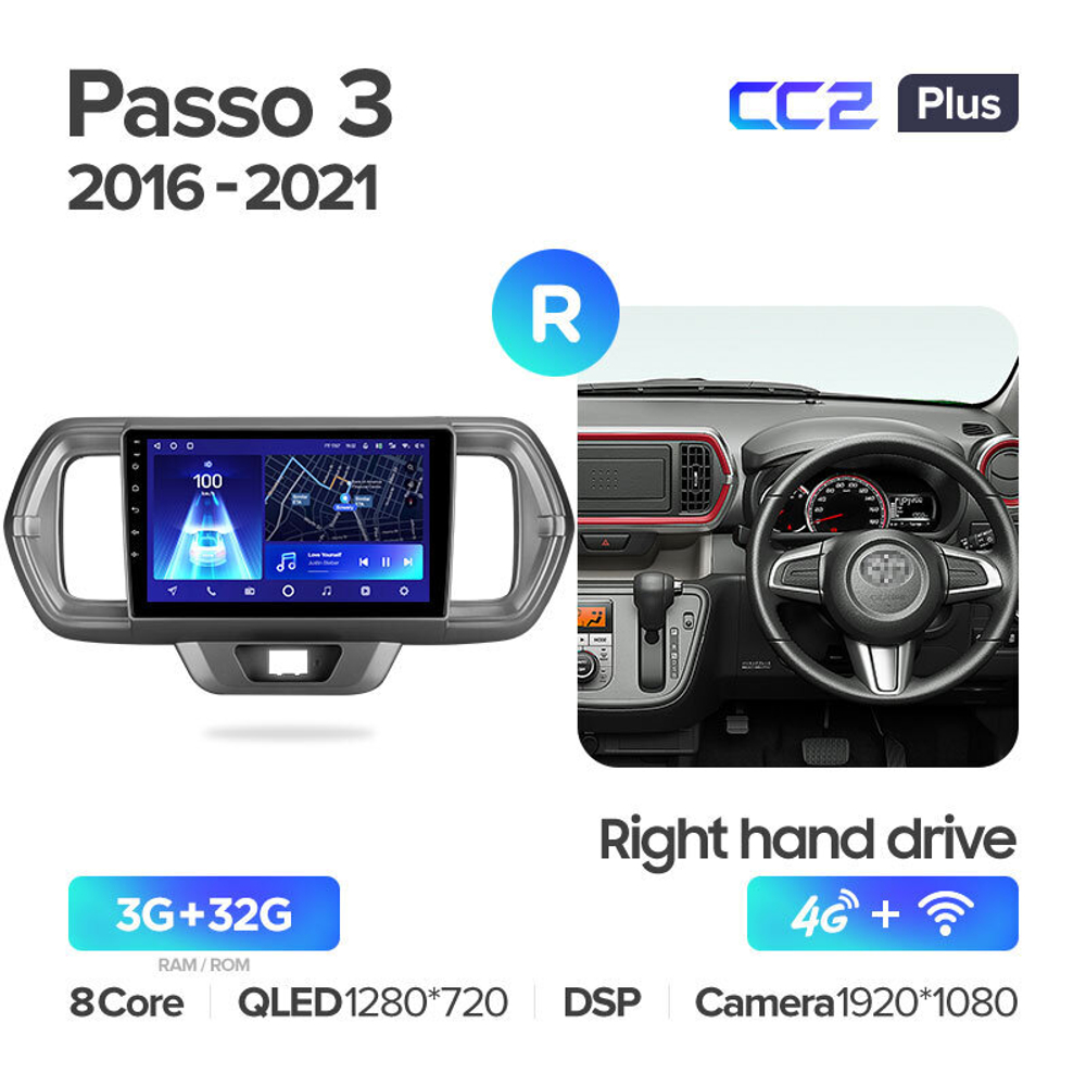 Teyes CC2 Plus 9" для Toyota Passo 2016-2021 (прав)