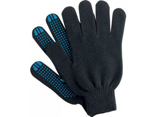 Перчатки х/б 4 нити  10 кл. ПВХ Точка "ЛЮКС" Черные (10шт/уп)(300шт/меш)