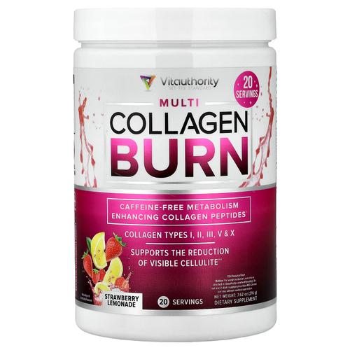 Vitauthority, Multi Collagen Burn, клубничный лимонад, 216 г (7,62 унции)