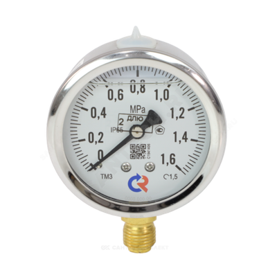 Манометр гидрозаполненный ТМ-320P.20 радиальный Дк63мм 0-1,0 МПа кл.1,5 G1/4" силикон Росма 00000030119