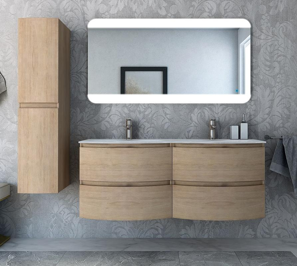 Мебель для ванной раковина с двумя чашами Cezares VAGUE 138 Rovere tabacco