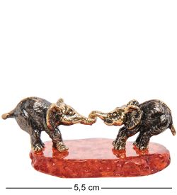 Народные промыслы AM-3255 Фигурка «Слоники» (латунь, янтарь)