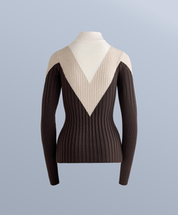 Oysho Термофутболука Base Layer из трикотажа в рубчик с контрастной отделкой, темно-коричневый