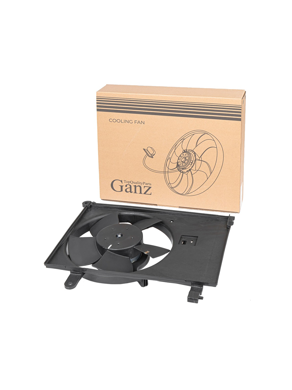 Вентилятор радиатора в сборе для DAEWOO Lanos (KLAT) 1.4/1.5/1.6 16V 1997-2005 GANZ GIC06496