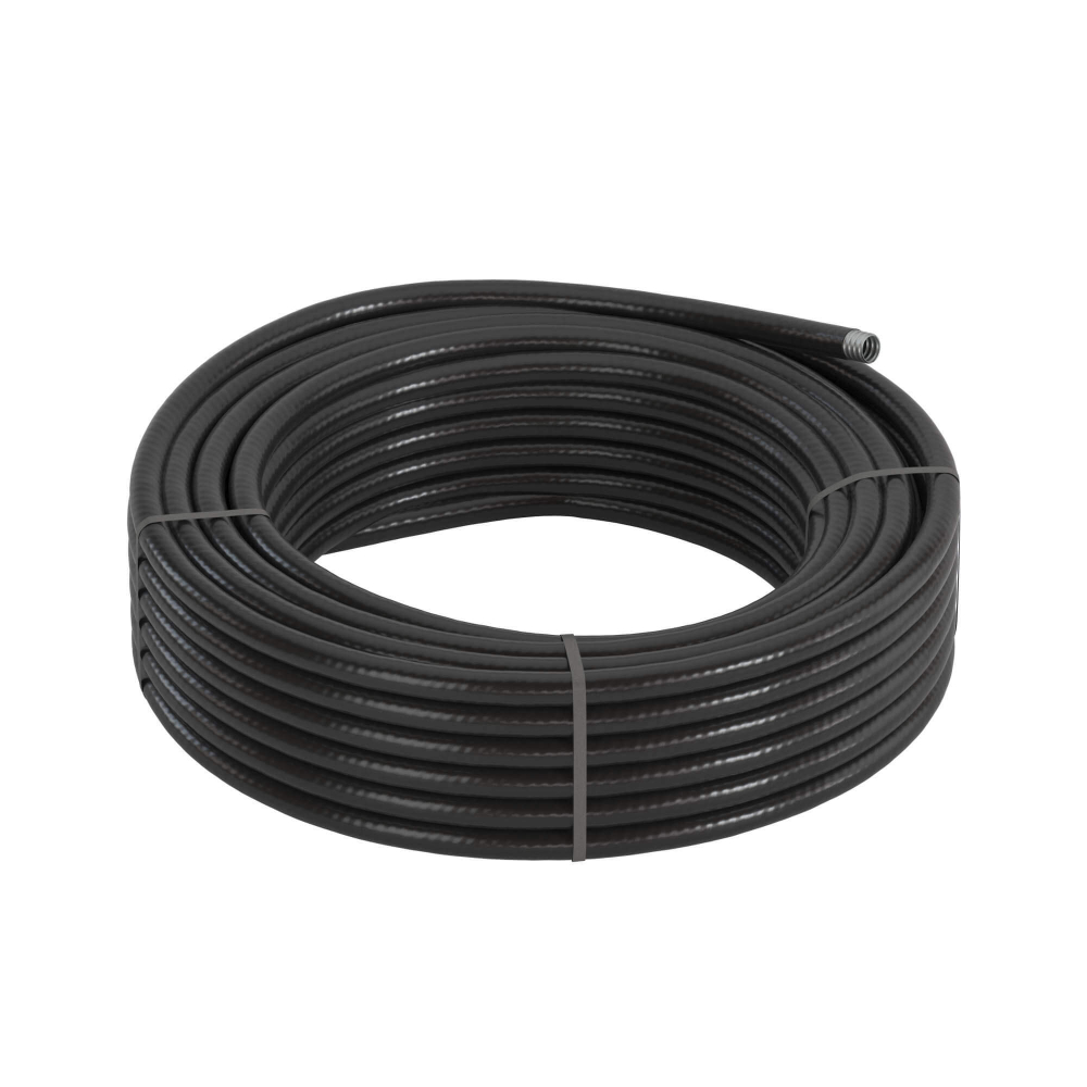 Металлорукав DN 20мм в гладкой ПВХ изоляции, Dвн 20,5 мм, Dнар 27,0, 50 м, цвет чёрный