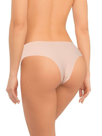 Бесшовные хлопковые трусики-бразилиана (Размер: L) (Цвет: бежевый)