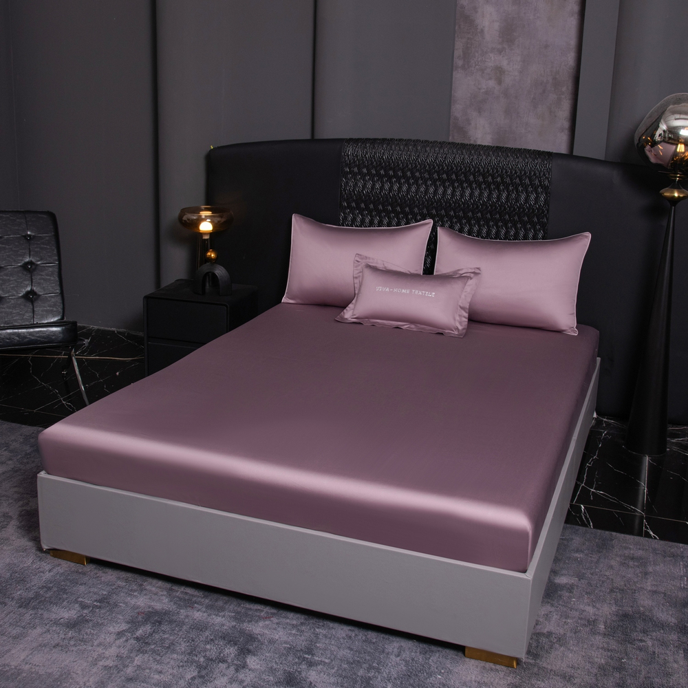 КПБ Однотонный Сатин Премиум на резинке OCPR008, 2 спальный, 4 наволочки, простынь 180*200*30