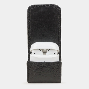 Держатель для наушников Petit из кожи аллигатора, черного цвета