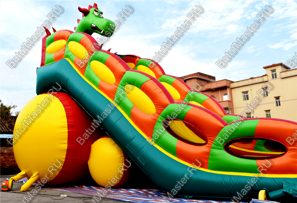 Батут-горка "Дракон 2" без шипов, 14*7*9 м