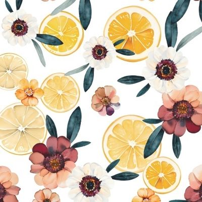 Лимонно-цветочный принт