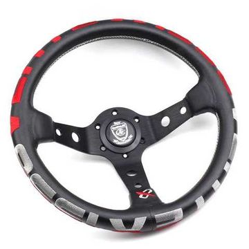 Спортивный руль Vertex Style Red+Grey кожа с выносом