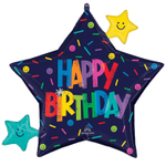 Шар Фольгированный Звезды Цветной шрифт (Ассорти)