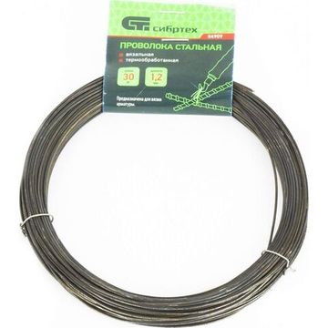 Проволока стальная 30 м, вязальная, термообработанная 1,2 мм  Сибртех 84909