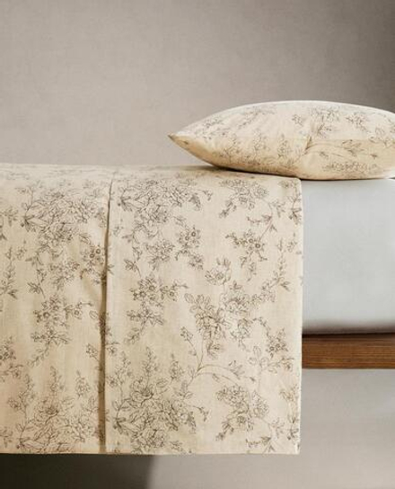 ZARA HOME ПОДОДЕЯЛЬНИК С ЦВЕТОЧНЫМ ПРИНТОМ, БЕЖЕВЫЙ