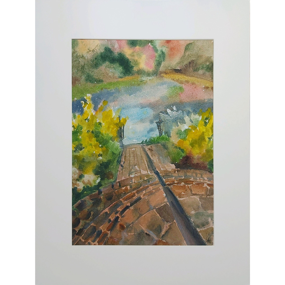 Картина авторская акварельная в паспарту 30х40 см на стену для интерьера "Ореховно"