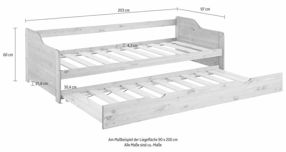 Кровать, 90х200, Тим, двуспальная, для детей и взрослых, тахта, с выдвижным спальным местом, деревянная, Dipriz