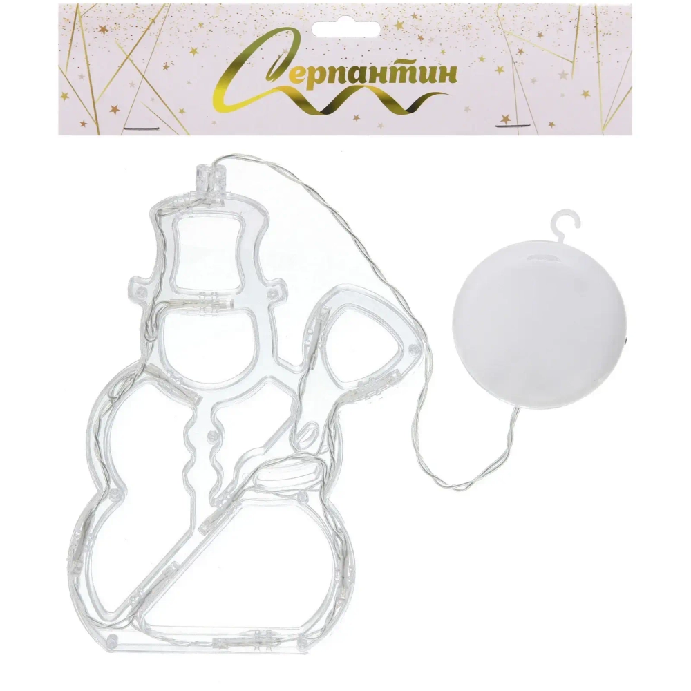 Фигура светодиодная «Снеговик» 13х18 см (батарейки 3 ААА), 1 реж, Теплый белый