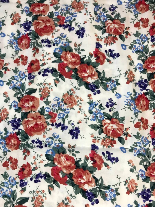 штапель принт розы на белом D22C2