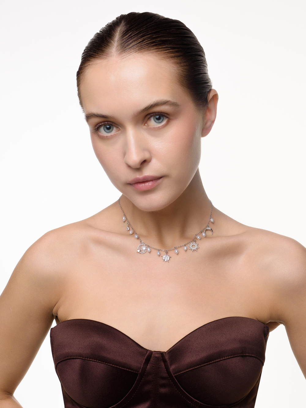 Чокер "Sun and moon pearl" Silver