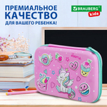 Пенал BRAUBERG KIDS большой удобный с откидной планкой, EVA, 22х15х4 см, "Unicorn dreams"