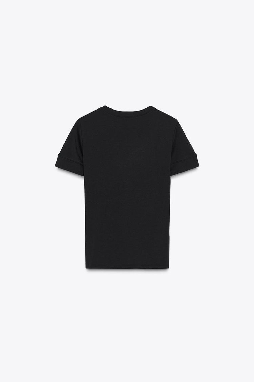 ZARA МИНИМАЛИСТИЧНАЯ ФУТБОЛКА С КОРОТКИМИ РУКАВАМИ, ЧЕРНЫЙ