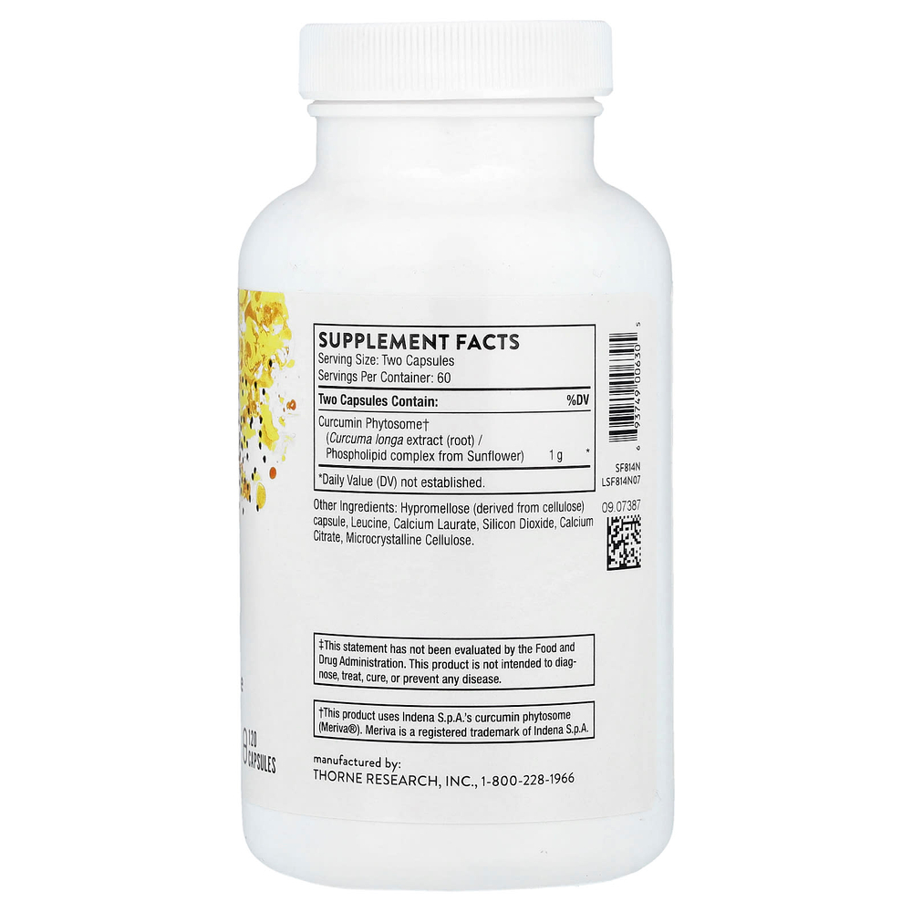 Thorne, фитосома куркумина, 120 капсул (500 мг в 1 капсуле)